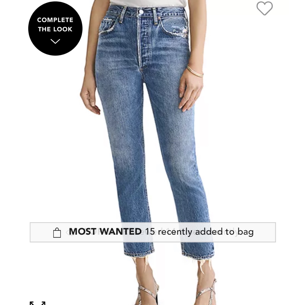 Agolde Blue Straight Leg Jeans High-Rise Cropped